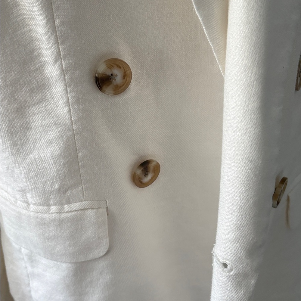 Elie Tahari linen blend Double-Breasted Cream Blazer - Picture 2 of 12